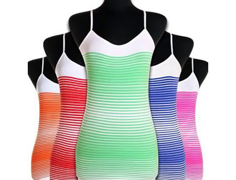 50% off 8-Pack Ladies Adjustable Strap Seamless Striped Tank Tops