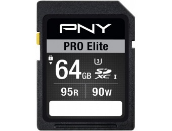 40% off PNY PRO Elite 64GB SDXC Memory Card P-SDX64U395PRO-GE