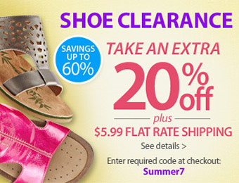 Up to 60% off shoes w/ extra 20% off coupon code: Summer7