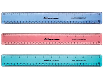 75% off Office Depot Brand 12" Plastic Ruler, Assorted Colors