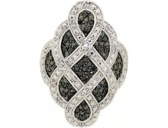 70% off 1/2 Cttw. Sterling Silver Black and White Diamond Ring