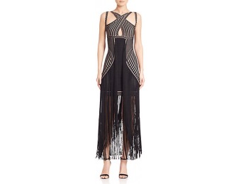 80% off Herve Leger Fringed Cutout Bandage Gown