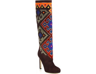 70% off Brian Atwood Vicky Suede & Velvet Patterned Knee Boots