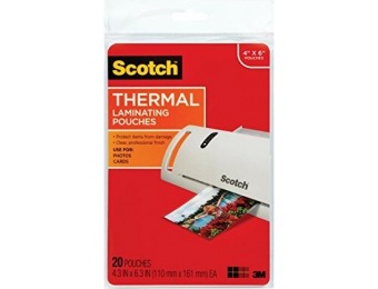 86% off Scotch 4"x6" Thermal Laminating Pouches, 20 Pouches