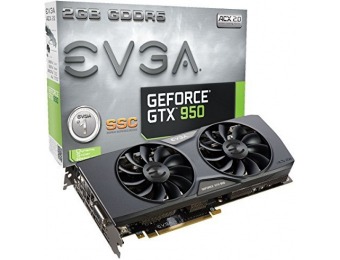 $30 off EVGA GeForce GTX 950 2GB SSC GAMING Card, Silent Cooling