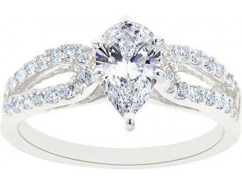 $6,709 off 14K White Gold Curved Split Shank Certified Diamond Ring