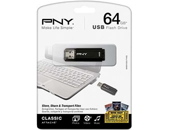 58% off PNY Classic Attache 64GB USB Flash Drive after $10 rebate