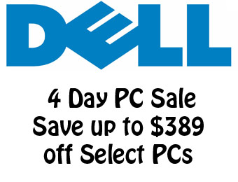 Dell 4 Day Sale, Up to $389 off Select Laptops & Desktops
