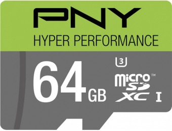 56% off PNY 64GB microSDHC Class 10 UHS-I/U3 Memory Card