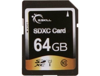 45% off G.SKILL 64GB SDXC Flash Card Model FF-SDXC64GN-U1