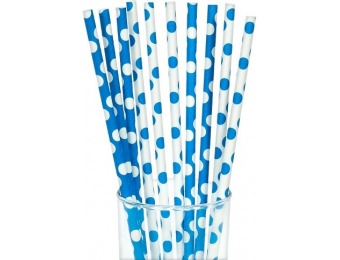 91% off Blue/White Dot Paper Straws - 10 count
