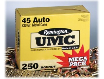 $17 off Remington UMC 45 ACP Mega Pack Ammo, 250rds.