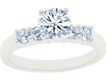 75% off 14K White Gold Five Stone Round Certified Diamond Ring
