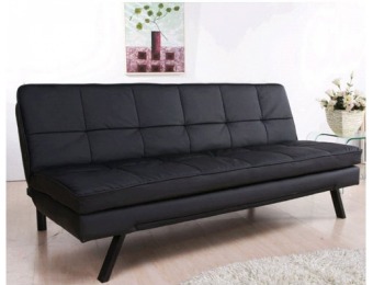 85% off Abbyson Living Heritage Black Leather Convertible Sofa