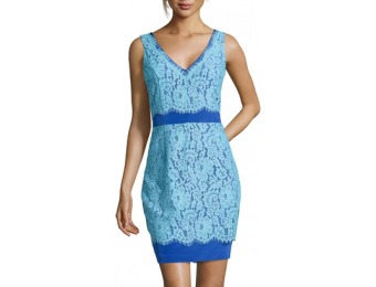 93% off Turquoise And Cobalt Silk Lace Party Dress