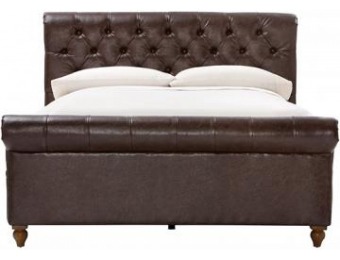 75% off Gordon Upholstered Bed - Queen, Brown Bonded Leather