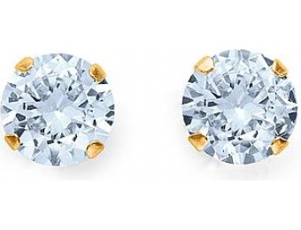 82% off Cubic Zirconia 10K Yellow Gold Round Stud Earrings
