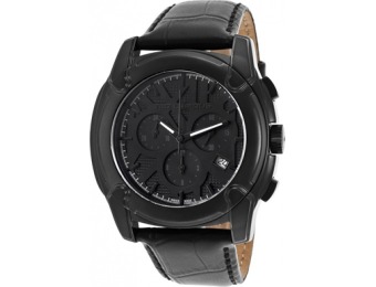 94% off Men's Chronograph Black Genuine Leather Watch