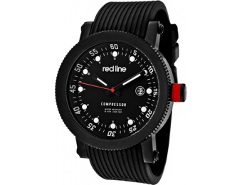 92% off Red Line Compressor Black Silicone Black Dial & Case Watch