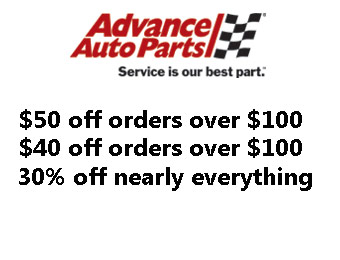 50% or 40% or 30% off at Advance Auto Parts w/code: DOW34