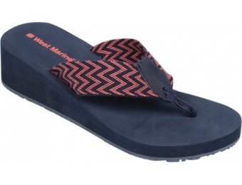 84% off West Marine Women's Nautical Wedges, Blue/coral