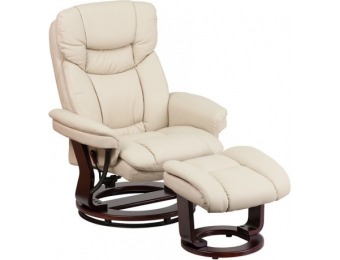 61% off Flash Furniture Beige Leather Recliner and Ottoman
