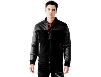 62% off Guess Ethan Mixed-Media Bomber Jacket