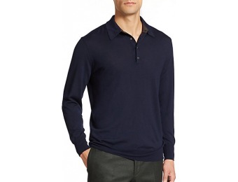 80% off Saks Fifth Avenue Collection Merino Wool Long-Sleeved Polo