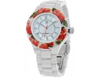 73% off Isaac Mizrahi Live! Ceramic Watch with Floral Printed Bezel
