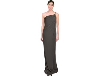 91% off Gunmetal Knit One Shoulder Draped Evening Gown