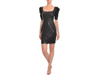 95% off Ruched Sleeve Stretch Fitted Sequins Evening Dress