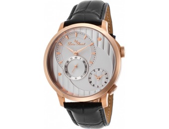 93% off Lucien Piccard Messina Dual Time Black Leather Watch