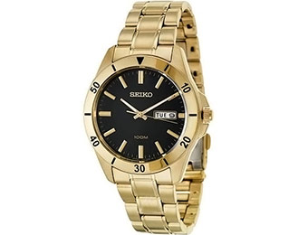 $156 off Seiko SGGA86 Men's Black Dial Gold Tone Watch