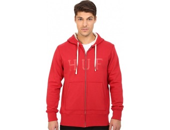 80% off HUF Brooks Thermal Zip-Up Hoodie (Red) Men's Sweatshirt