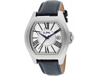 89% off A_Line Adore Distressed Leather SS Tonneau Watch