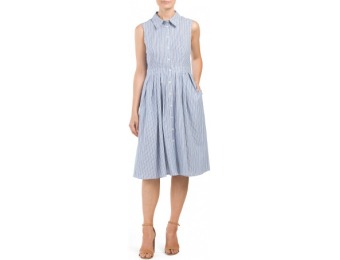 50% off Oxford Stripe Midi Shirt Dress