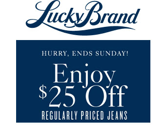 $25 off Men's & Women's Lucky Brand Jeans