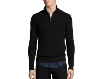 85% off Black Cashmere Knit Half Zip Neck Sweater