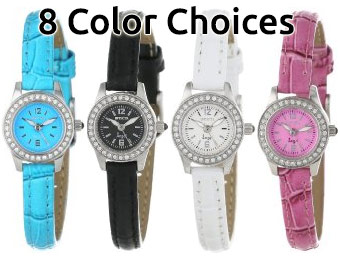 91% off Invicta Women's Angel Crystal Accented Leather Watches