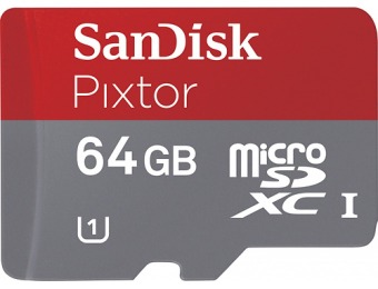 85% off SanDisk Pixtor 64GB microSDXC Class 10 Memory Card