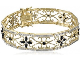 84% off Gold-Plated Sterling Silver Sapphire Flower Bracelet