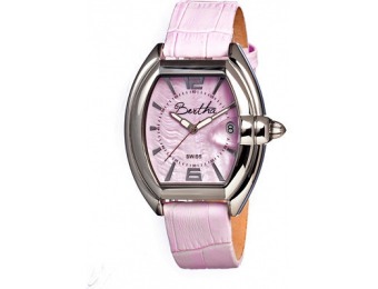 80% off Bertha Chloe Womens Swiss Pink Leather Strap Watch
