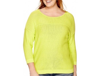 89% off a.n.a 3/4-Sleeve Mesh-Shoulder Sweater - Plus