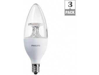 30% off Philips 40W Eqv Candelabra Base LED Light Bulb (3-Pack)