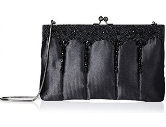 89% off La Regale Women's Fabric Framed Bag with Beads, Black clutch
