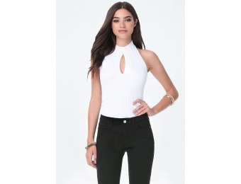 50% off Bebe Ribbed Halter Sweater Top