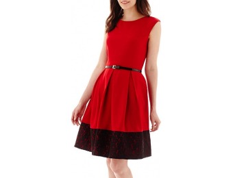 91% off Tiana B. Cap-Sleeve Lace Hem Fit-and-Flare Dress