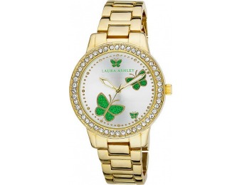 85% off Laura Ashley Ladies Gold Band Green Butterfly Watch