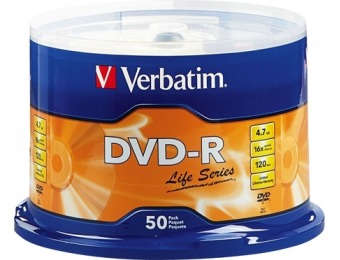 28% off Verbatim Life Series 16x DVD-R Discs (50-Pack)