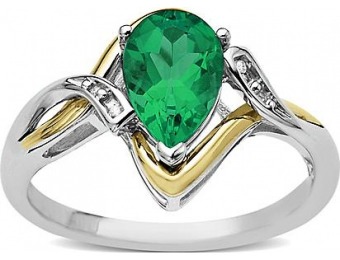 86% off Lab Created Emerald and Diamond Accent Ring